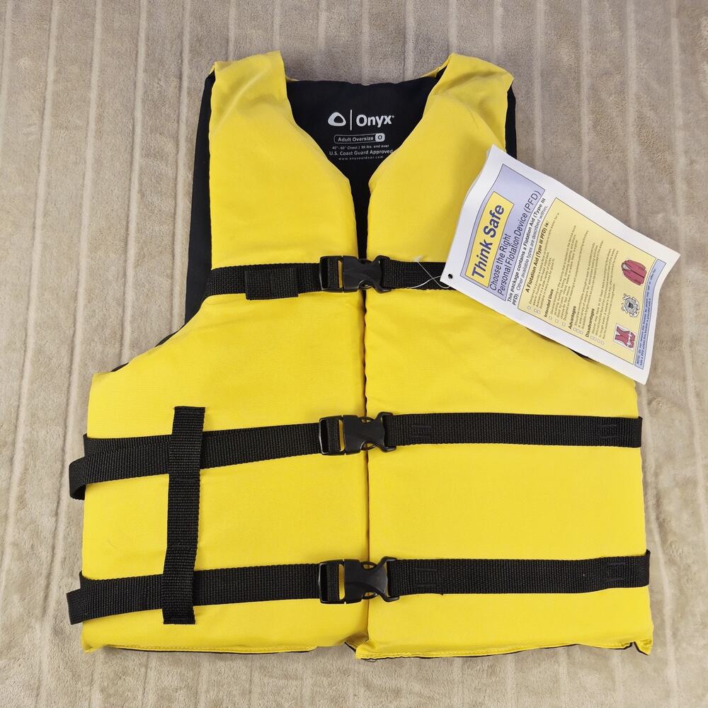Onyx Adult Oversize Type III Life Jacket PFD Yellow Black USCG Approved 40-60